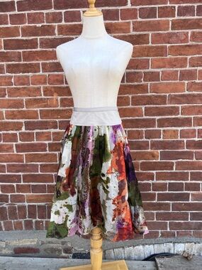 Edmé & Esyllte Women’s Abstract Silk Watercolor Midi Skirt